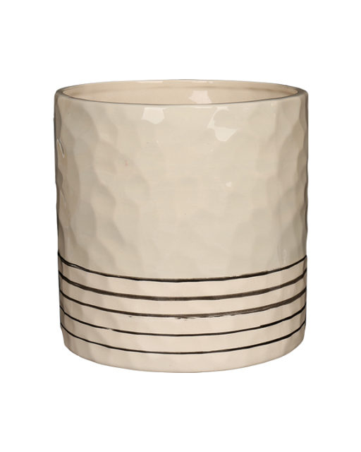 Wholesale Minimalism Irregular Glaze Surface with Stripes Ceramic Vase