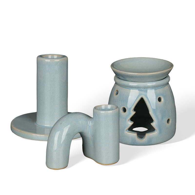 Wholesale Contrasting Color Double-Patterned Ceramic Candlestick