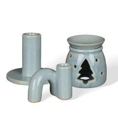 Wholesale Contrasting Color Double-Patterned Ceramic Candlestick