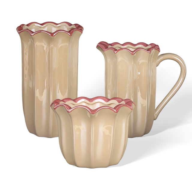 Wholesale Exquisite ceramic vase with vertical petal edges