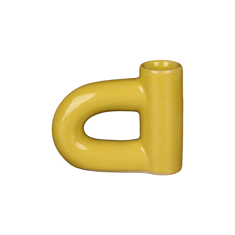 Wholesale Contrasting Color Double-Patterned Ceramic Candlestick