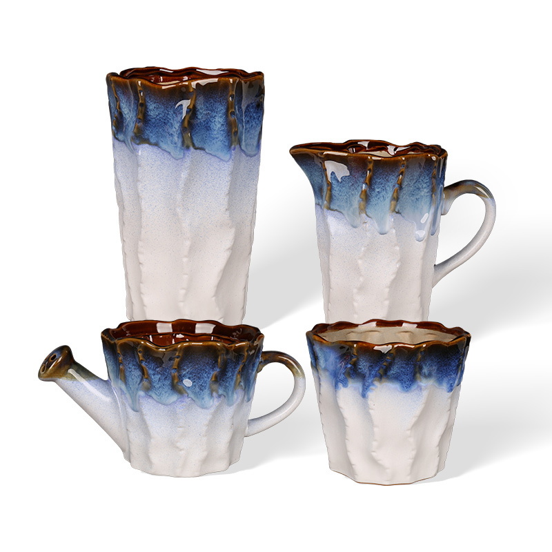 Wholesale Vintage wavy-mouthed ceramic vase with a gradient design