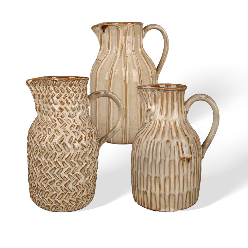 Wholesale Vintage textured ceramic flower vase