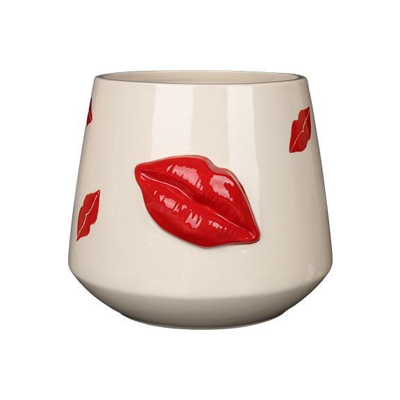 Wholesale Red Lipper 3D Decorative Ceramic Flower Pot Series