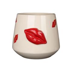 Wholesale Red Lipper 3D Decorative Ceramic Flower Pot Series