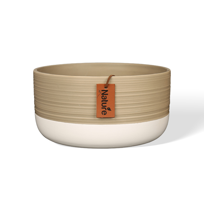 Wholesale Retro Garden-style Ceramic Flowerpot with Leather Label