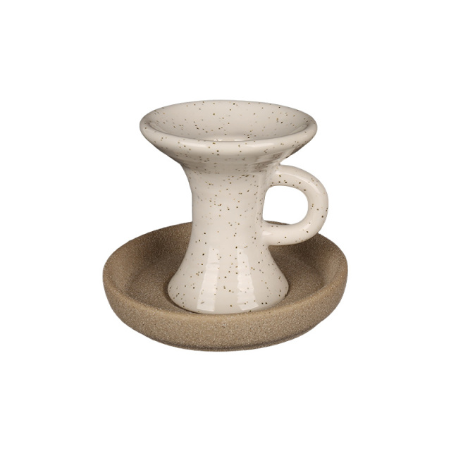 Wholesale Contrasting Color Double-Patterned Ceramic Candlestick