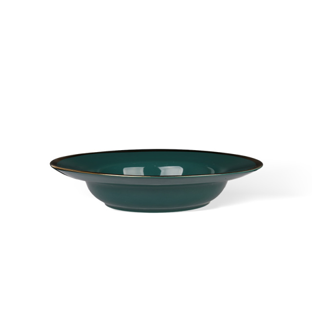 Wholesale Dark green with gold border, light luxury ceramic tableware