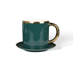 Wholesale Dark green with gold border, light luxury ceramic tableware