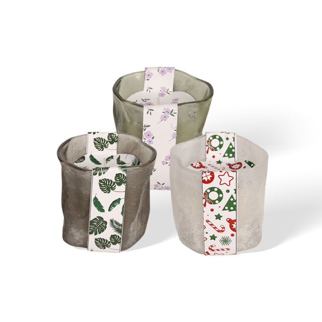 Wholesale Multi-Design Sticker Glass Cup Candle Holder