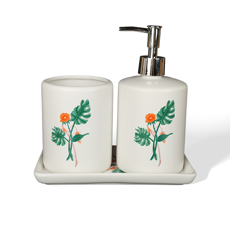 Wholesale Fresh Green Floral Print Ceramic Sanitary Ware Wholesale