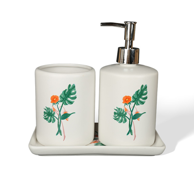 Wholesale Fresh Green Floral Print Ceramic Sanitary Ware Wholesale