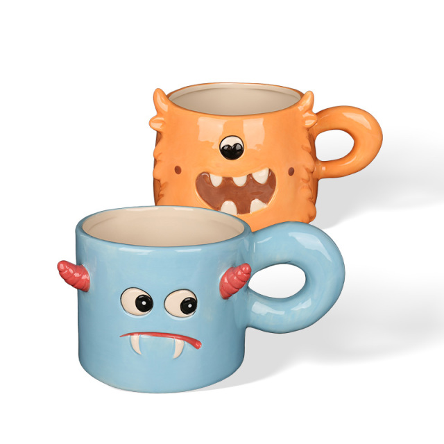 Wholesale Cartoon-style, cute, and ghost-shaped ceramic cup with a three-dimensional design