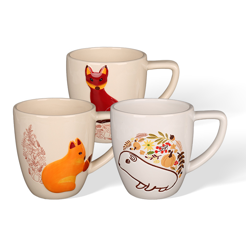 Wholesale Cartoon Fun 3D Relief Ceramic Mug