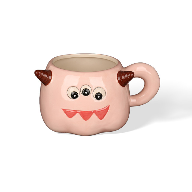 Wholesale Cartoon-style, cute, and ghost-shaped ceramic cup with a three-dimensional design