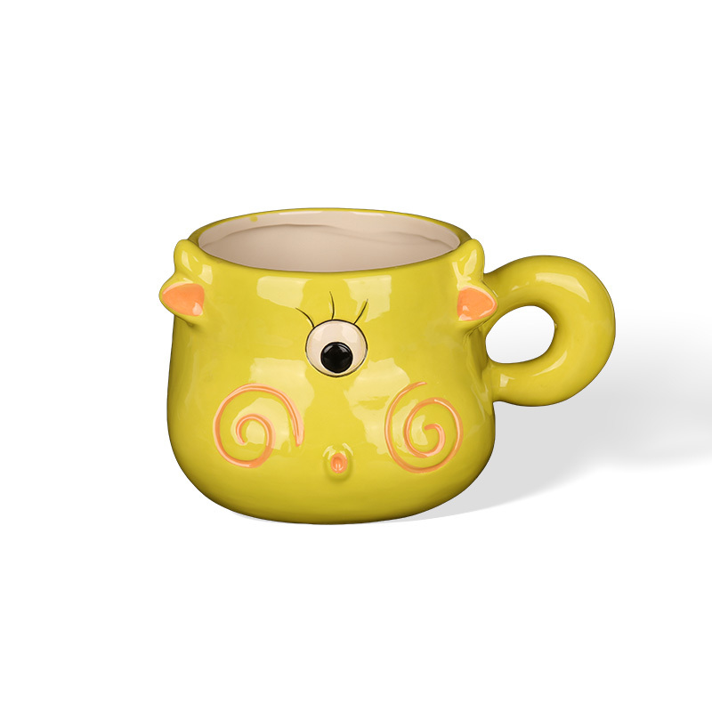 Wholesale Cartoon-style, cute, and ghost-shaped ceramic cup with a three-dimensional design