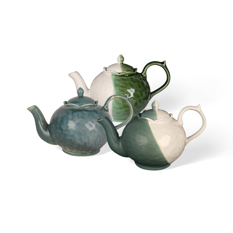 Wholesale Retro Colorful Texture Ceramic Tea Set