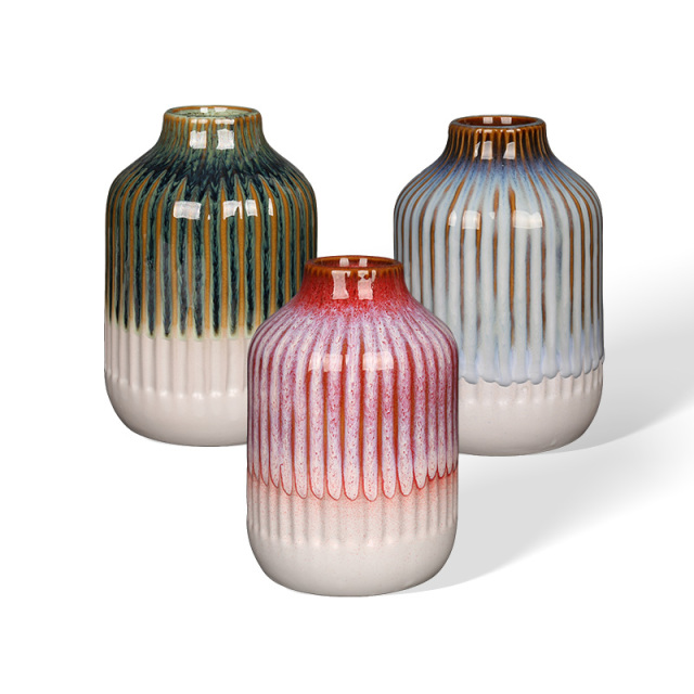 Wholesale Vertical texture simple ceramic incense bottle