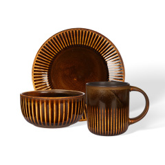 Wholesale Retro striped ceramic tableware