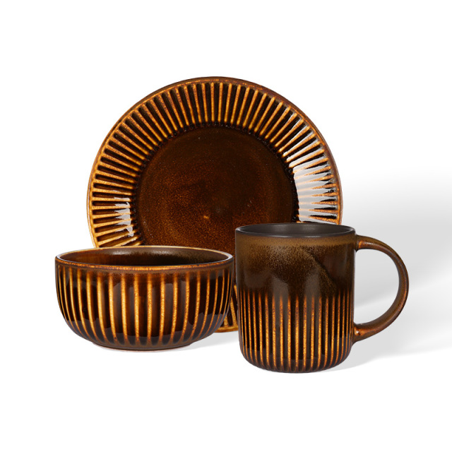 Wholesale Retro striped ceramic tableware