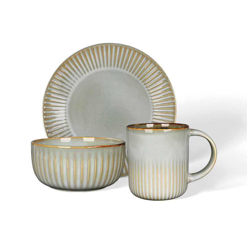 Wholesale Retro striped ceramic tableware