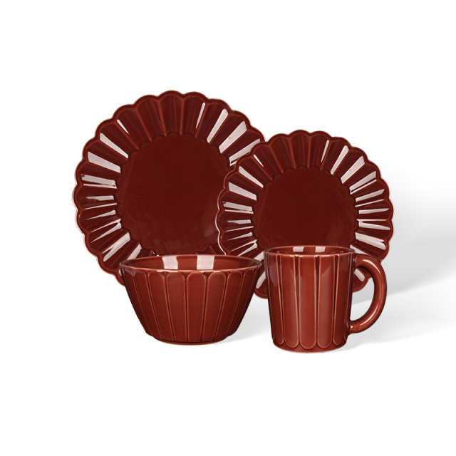 Wholesale Ceramic tableware with petal fan-shaped texture