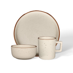 Wholesale traight square handle retro spotted ceramic tableware
