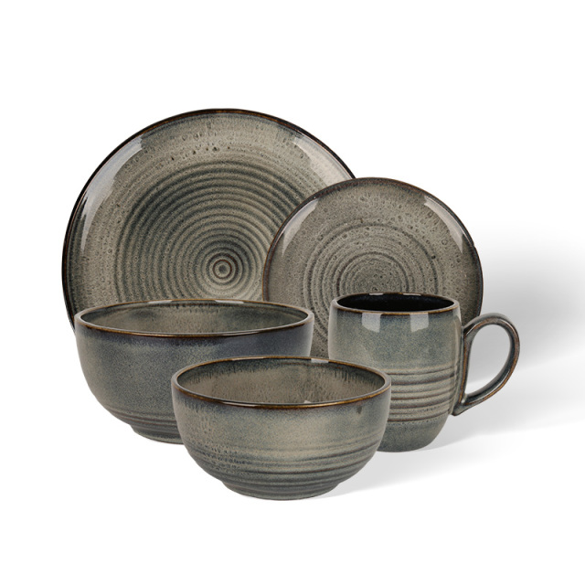 Wholesale Medium strip retro texture ceramic tableware