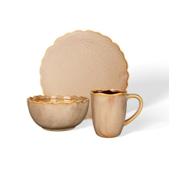 Wholesale Irregular petal edge fresh ceramic tableware
