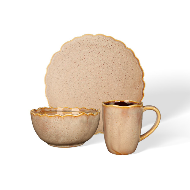 Wholesale Irregular petal edge fresh ceramic tableware