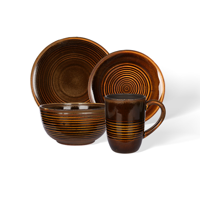 Wholesale Retro Central Cross-Striped Ceramic Tableware