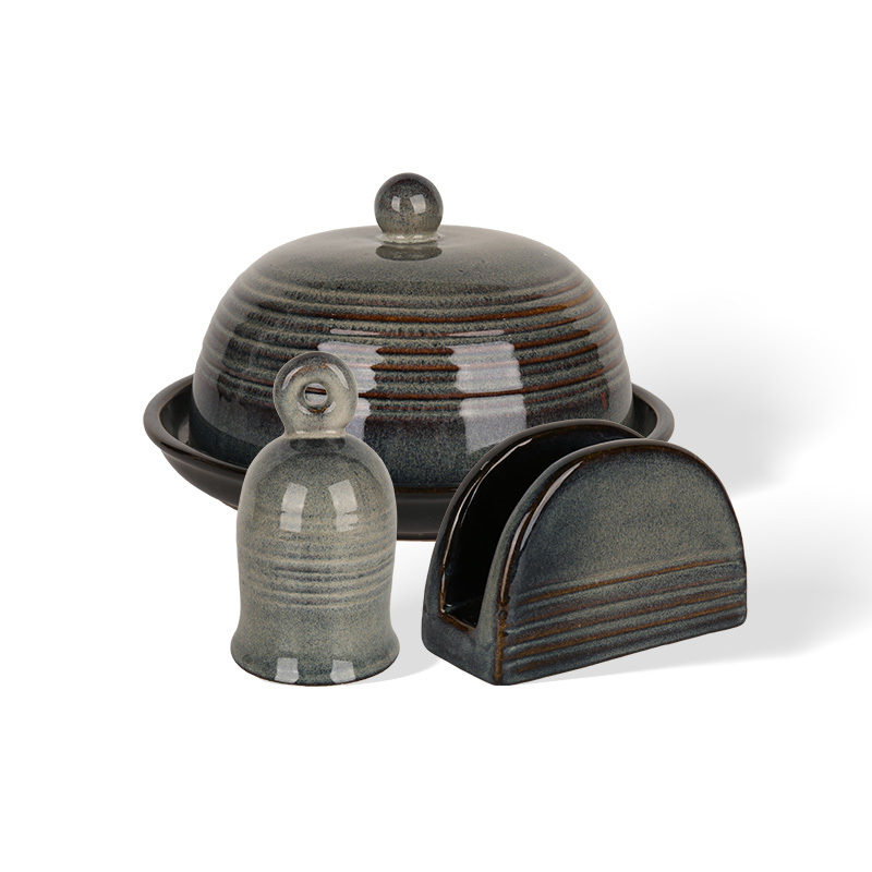 Wholesale Medium strip retro texture ceramic tableware