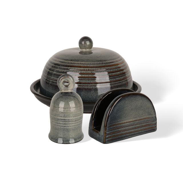Wholesale Medium strip retro texture ceramic tableware