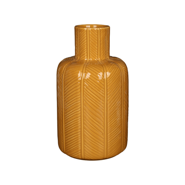 Wholesale Simple banana leaf pattern ceramic vase