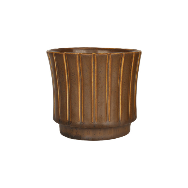 Wholesale Retro Vertical Bar Textured Ceramic Vase