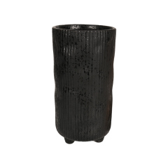 Wholesale Retro three-legged ceramic vase with vertical stripes