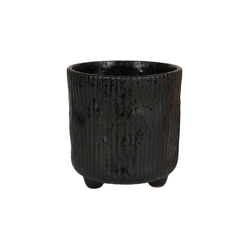 Wholesale Retro three-legged ceramic vase with vertical stripes