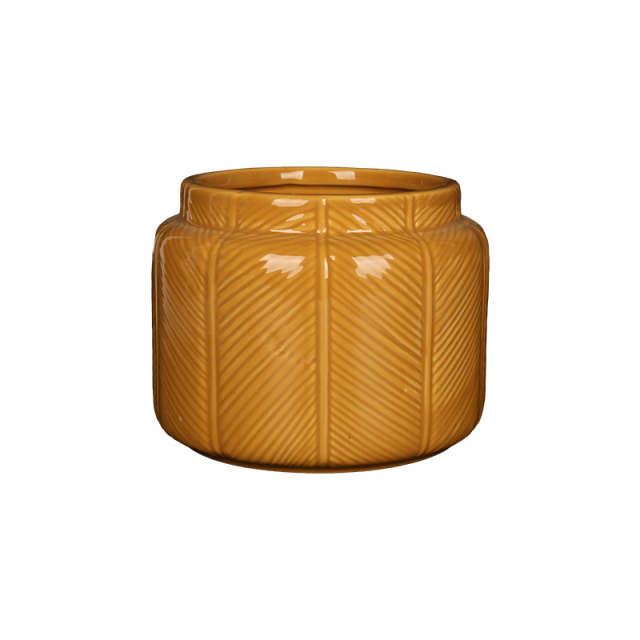 Wholesale Simple banana leaf pattern ceramic vase