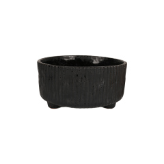 Wholesale Retro three-legged ceramic vase with vertical stripes