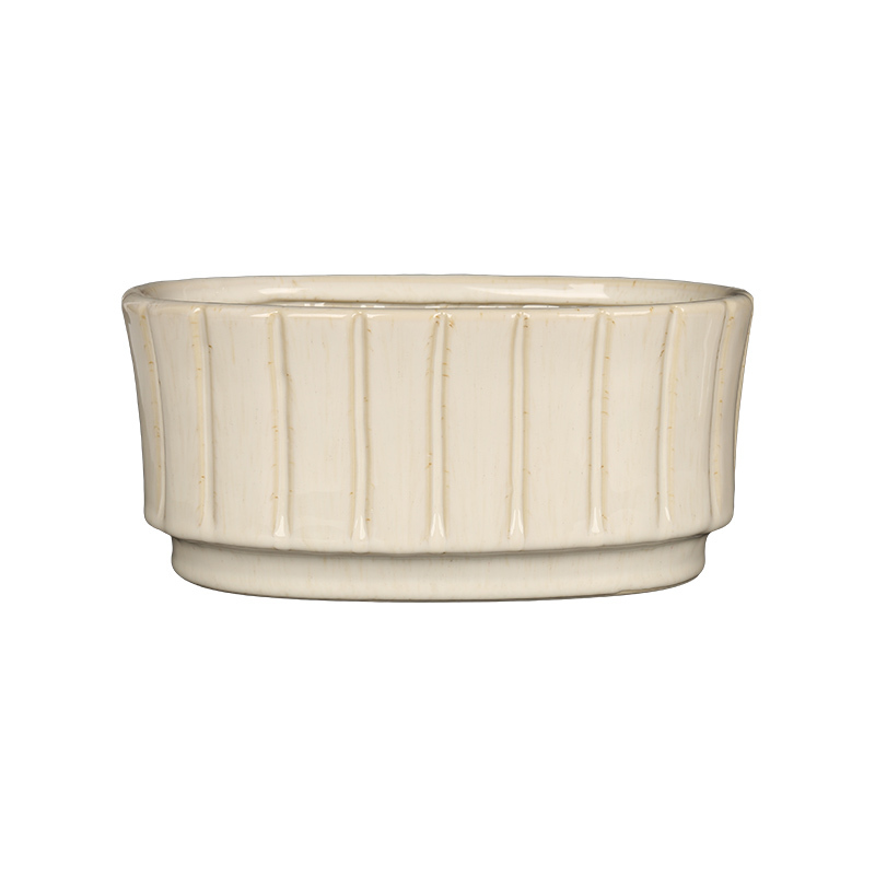 Wholesale Retro Vertical Bar Textured Ceramic Vase
