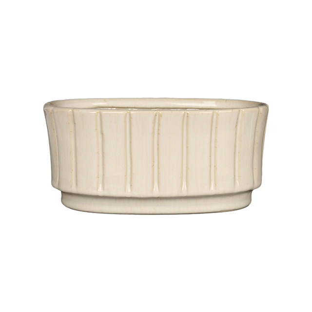 Wholesale Retro Vertical Bar Textured Ceramic Vase