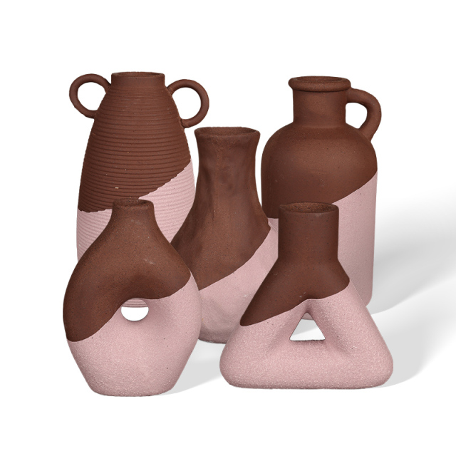Wholesale Sloping Collateral Color Texture Ceramic Vase