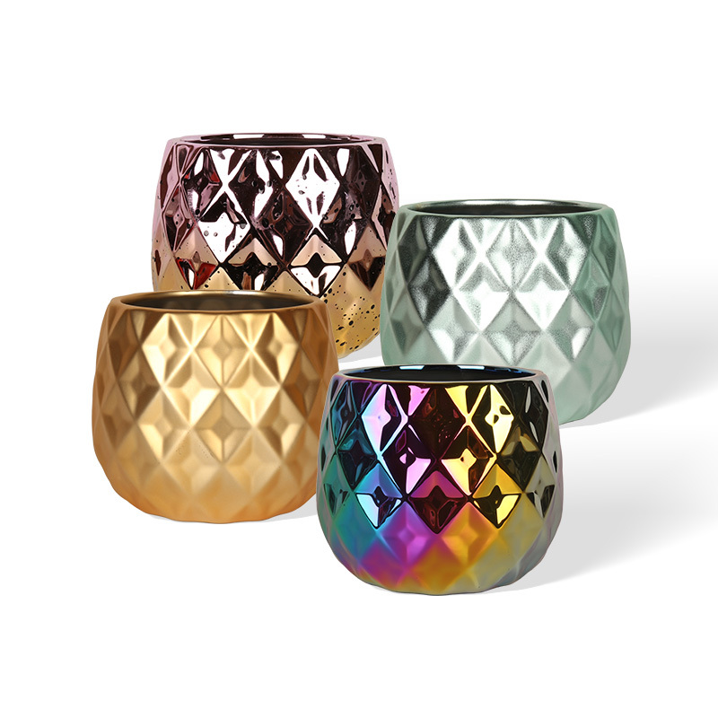 Wholesale Ceramic Vase with Diamond Effect Electroplated Layer