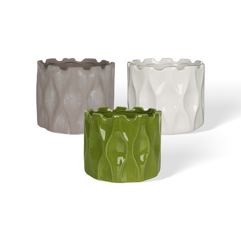 Wholesale glossy wavy ceramic vase