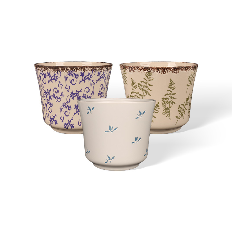 Wholesale Rural Vintage Printed Ceramic Vase