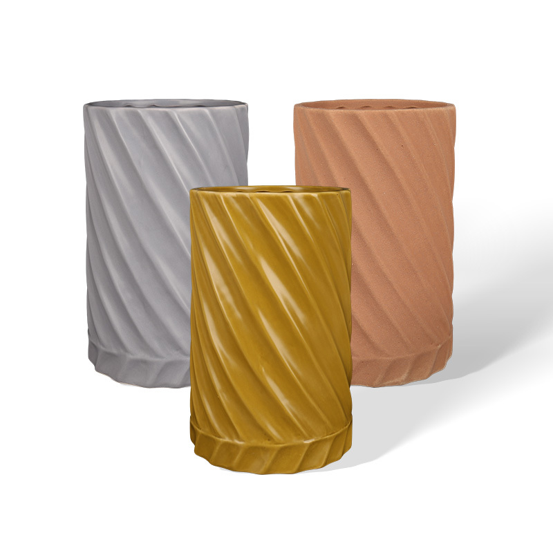 Wholesale Diagonal Threaded Ceramic Vase