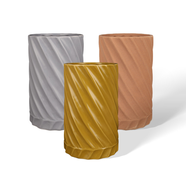 Wholesale Diagonal Threaded Ceramic Vase