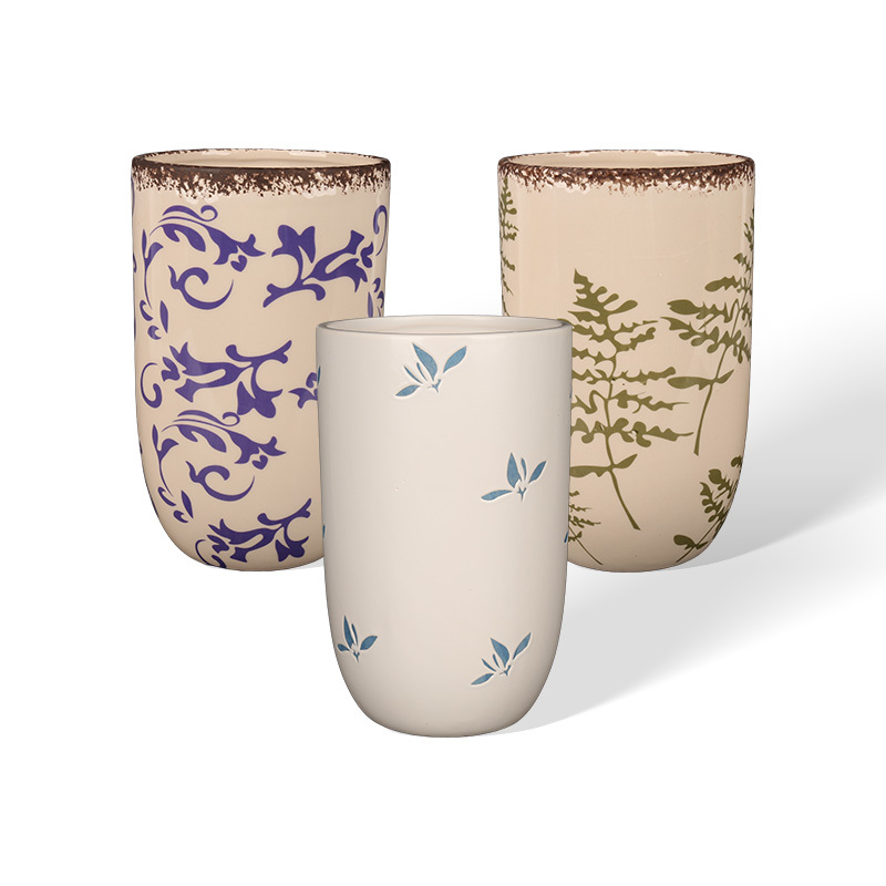 Wholesale Rural Vintage Printed Ceramic Vase