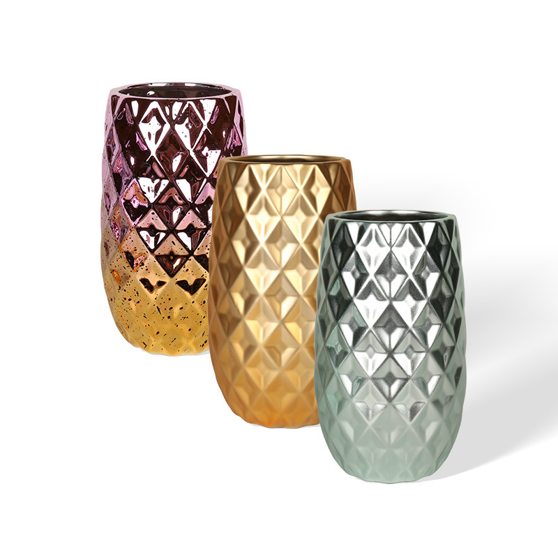Wholesale Ceramic Vase with Diamond Effect Electroplated Layer