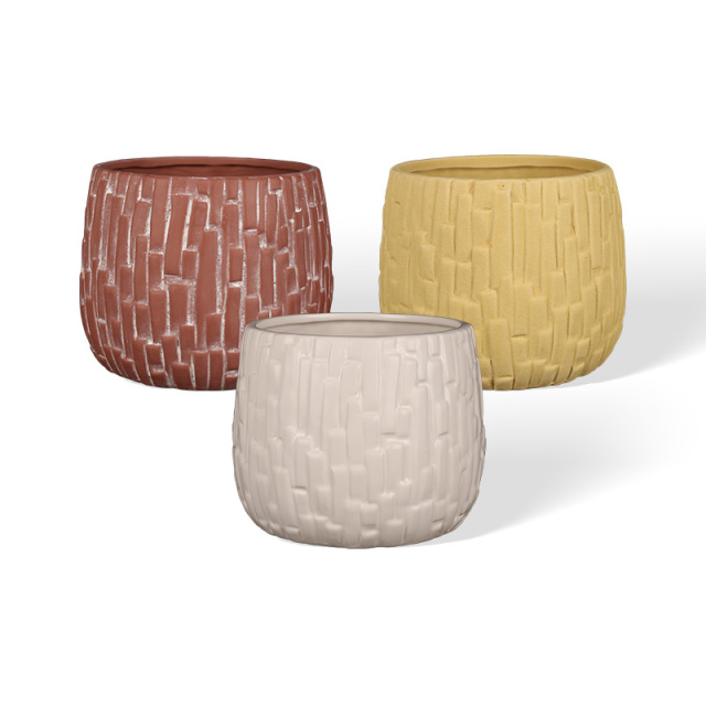 Wholesale vintage retro woven textured ceramic flower pots